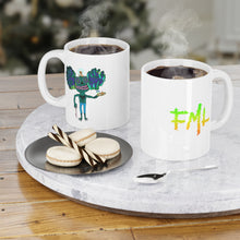 Load image into Gallery viewer, Friendly SnowGlobe Iguana Serving Breakfast Coffee Mug (11 oz)
