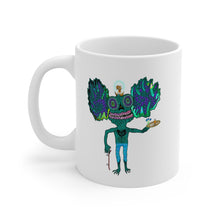 Load image into Gallery viewer, Friendly SnowGlobe Iguana Serving Breakfast Coffee Mug (11 oz)
