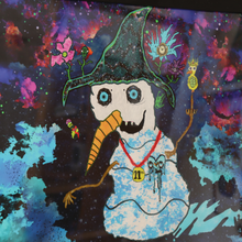 Load image into Gallery viewer, 11th Place Space Snowman Flipping The Bird Framed Print
