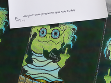 Load image into Gallery viewer, Nerdy But Friendly Flipping The Bird Mime Iguana (13x19 Glossy Full Art Signed Print)
