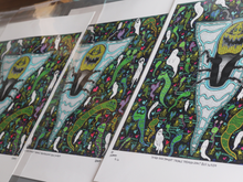 Load image into Gallery viewer, Things and Thought Tadpole Tornado Ghost Bee Swarm (17x22 Fine Art Border Signed Print)
