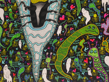 Load image into Gallery viewer, Things and Thought Tadpole Tornado Ghost Bee Swarm (17x22 Fine Art Border Signed Print)
