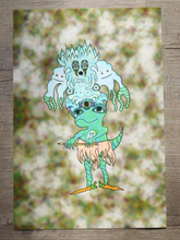Load image into Gallery viewer, Carrot Footed Shifting Iguana Boy Has a Back Up Pencil (13x19 Glossy Full Art Signed Print)

