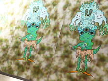 Load image into Gallery viewer, Carrot Footed Shifting Iguana Boy Has a Back Up Pencil (13x19 Glossy Full Art Signed Print)

